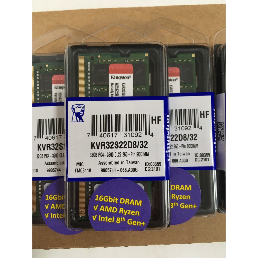 Kingston Ram NoteBook NB PC ( KVR32S22D8/32, KVR32N22D8/32 ) 3200 : 32GB (16 GigaBits) **ของใหม่**