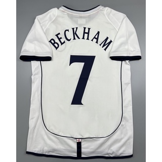 เสื้อบอล ย้อนยุค ทีมชาติ อังกฤษ 2002 เหย้า Retro England Home พร้อมเบอร์ชื่อ 7 BECKHAM เรโทร คลาสสิค 2002-03