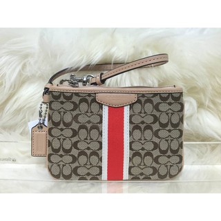 Impcoachza พร้อมส่ง กระเป๋าคล้องมือ Coach รุ่น SIGNATURE STRIPE 6CM SMALL WRISTLET (COACH F50594)