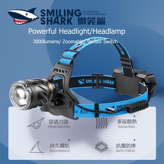 SmilingShark TD1130 ไฟคาดหัว ไฟหน้าแบบ LED ที่ทรงประสิทธิภาพ เซนเซอร์ ไฟหน้า USB ไฟหน้า 2500lm Super Bright Head Light Zoomable กันน้ำสำหรับกลางแจ้ง แคมป์ปิ้ง วิ่ง เดินป่า ตกปลา