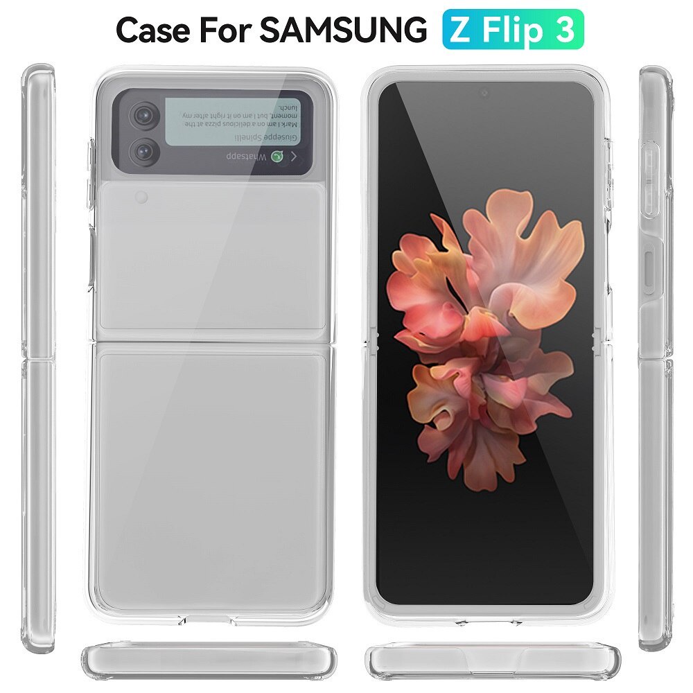 LSL Case for Samsung Galaxy Z Flip 3 5G Case Peach Blossom Clear Cute Design Pattern Hard PC Shockproof Protection Full Body Protection Wireless Charging Slim Phone Cover for Galaxy Z Flip 3 5G 