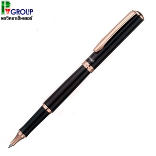 ปากกาโรลเลอร์เจล Pentel K611APG-C ด้ามสีดำคลิบชมพูทอง