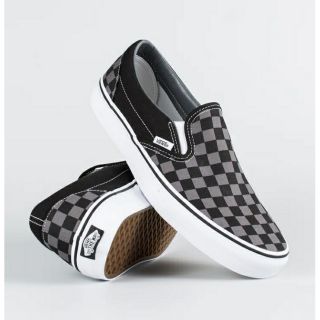 Vans slip on แวนส์สลิปออนลายตารางเทาดำ