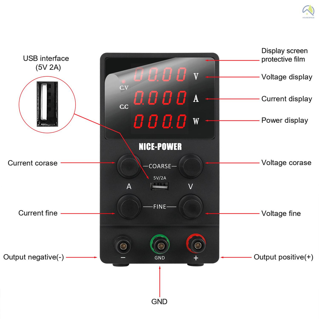 60v5a Dc ตัวควบคุมพลังงานไฟฟ้า Sps605 220v Usb ชาร์จ 5v2a / Current / 4 ...