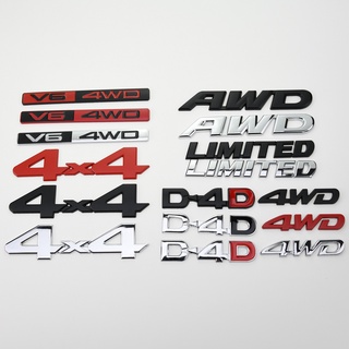 3Dโลโก้ติดรถยนต์ V6 4WD AWD D4D 4X4 LIMITEDสติ๊กเกอร์โลโก้โลหะสำหรับตกแต่งรถยนต์