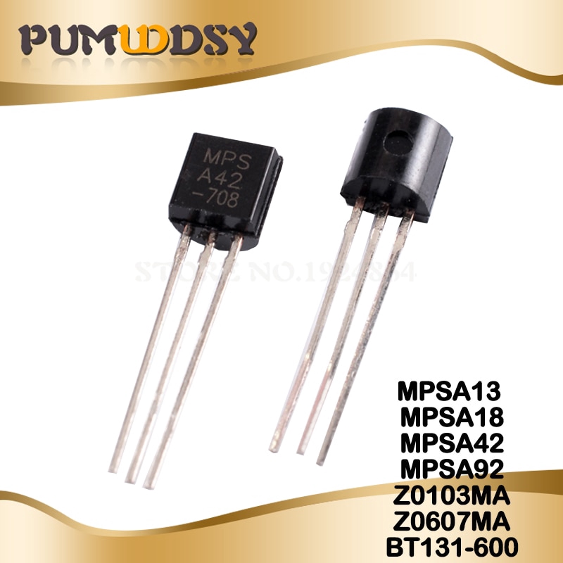 100pcs MPSA42 MPSA13 MPSA92 MPSA18 Z0103MA Z0607MA BT169D BT131-600 A42 A13 A92 0103MA Z0103 Z0607 0