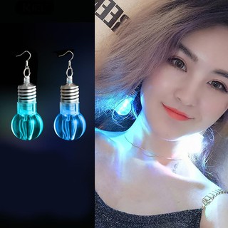 💍Silver Plated LED Bulb Lighting Hook Earrings Party Pub ClubJewelry Decor