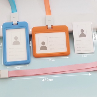 Card Holder + Neck Lanyard กรอบใส่บัตร ใส 2ด้าน + สายคล้องคอ ที่ใส่บัตร ป้ายห้อยบัตร บัตรพนักงาน แนวนอน/ตั้ง 10 สี