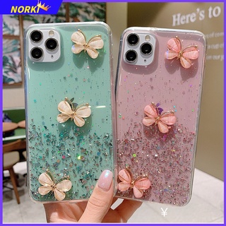 เคสโทรศัพท์มือถือใส แบบนิ่ม ลายผีเสื้อ 3D กันกระแทก สําหรับ iPhone 13 13Pro Max 13Mini 12 12Pro Max 12Mini 11 11Pro Max