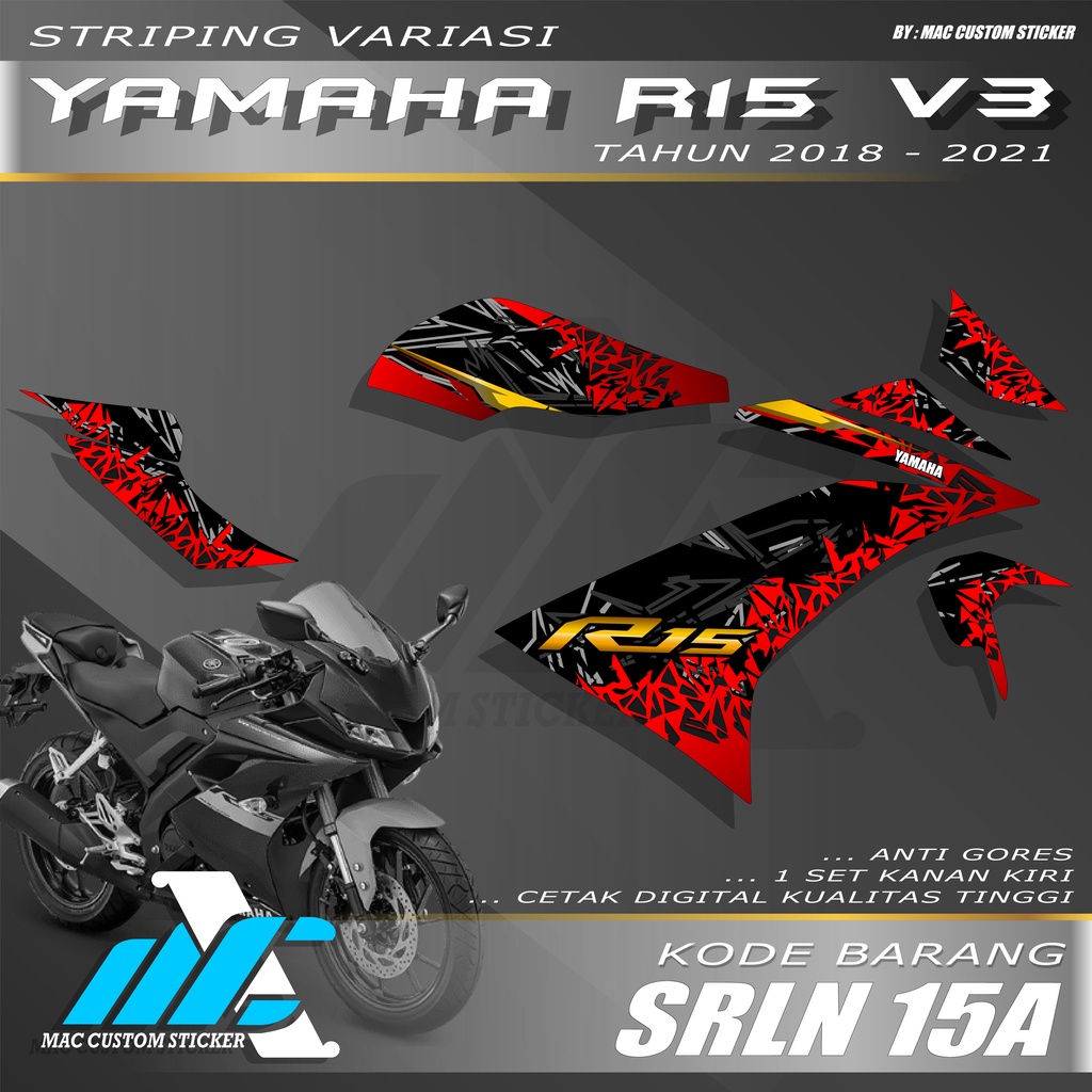 R15 V3 VARIATION STRIPING - YAMAHA R15 VERSION 3 STRIPING STICKER - SRLN 15
