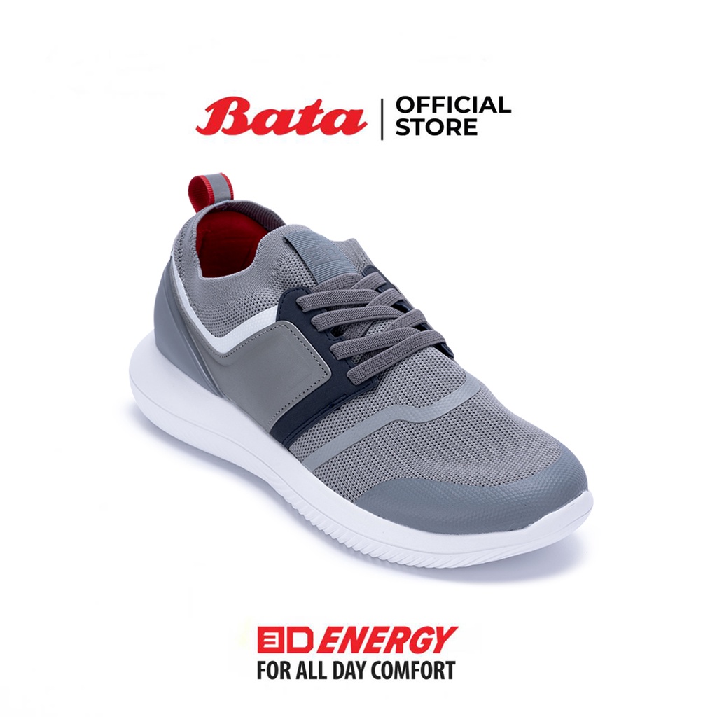 Bata บาจา รองเท้าผ้าใบ สวมใส่ง่าย กระชับเท้า รองรับน้ำหนักเท้าได้ดี สำหรับผู้ชาย รุ่น 3D Energy สีเทา 8292203