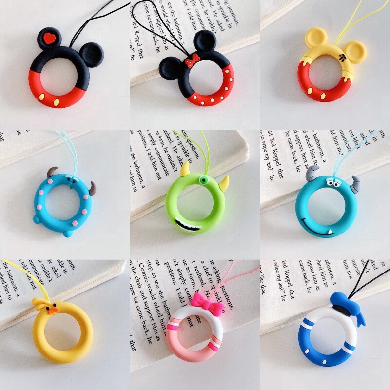 Universal Silicone Lanyard for Keys Phones Strap for Mobile Phone Keycord Lanyards Finger Rings Cartoon Mobile Phone Accessories