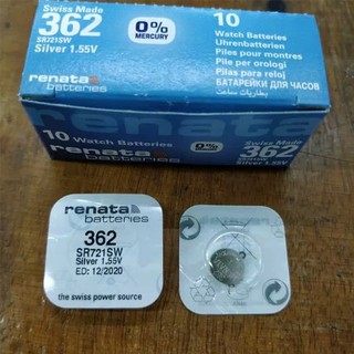 ถ่านกระดุม Renata ถ่าน ของแท้ 1.55V ไม่มีสารปรอท 0%mercur 362/SR721SW จำหน่ายยกกล่อง กล่องละ 10เม็ด