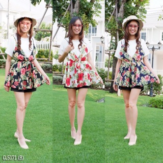 CL5171 มินิเดรสตัวเสื้อเป็นผ้าโฟเวย์เนื้อหนาสีพื้นขาว