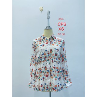 เสื้อเชิ้ตผู้หญิงสีขาว พิมพ์ลายดอก CPS SIZE XS