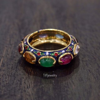 Tiffjewelry แหวนพิรอดนพเก้าลงยา เงินแท้ พลอยแท้