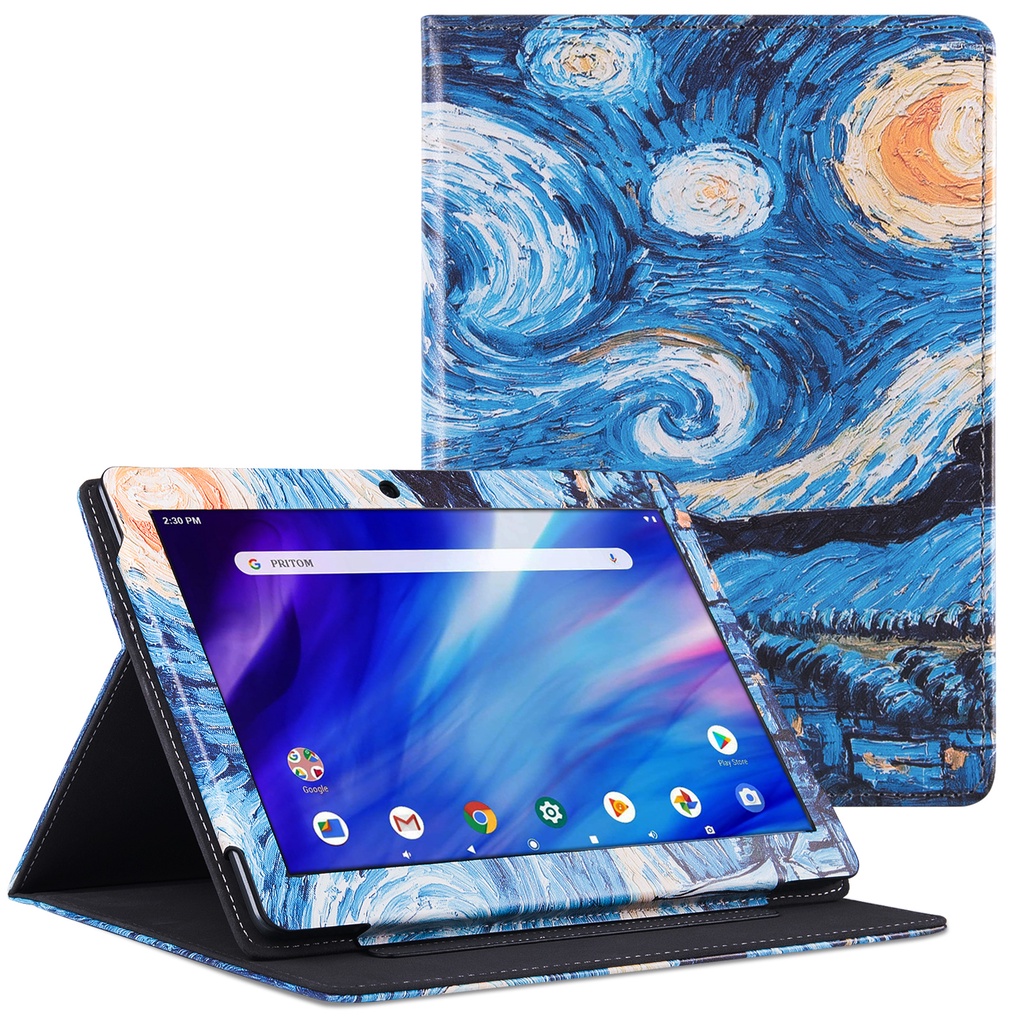 Stand Case for Pritom Trompad M10 Tablet 10.1 inch - Premium PU Leather Book Folio Protective Cover