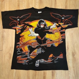 ITACHI UCHIHA NARUTO BOOTLEG OVERPRINT CARTOON เสื้อลายการ์ตูน เสื้อวง เสื้อทัวร์