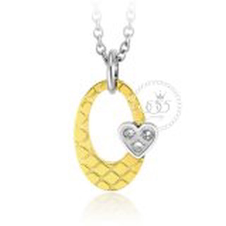 №555jewelry จี้ พร้อมสร้อย ประดับ CZ และหัวใจดวงเล็กน่ารัก รุ่น MNP-105G-B (สี ทอง-สตีลเงิน) จี้พร้อมสร้อยคอ จี้ผู้หญิง