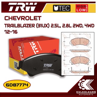 ผ้าเบรคหน้า TRW สำหรับ CHEVROLET TRAILBLAZER (31UX) 2.5L, 2.8L