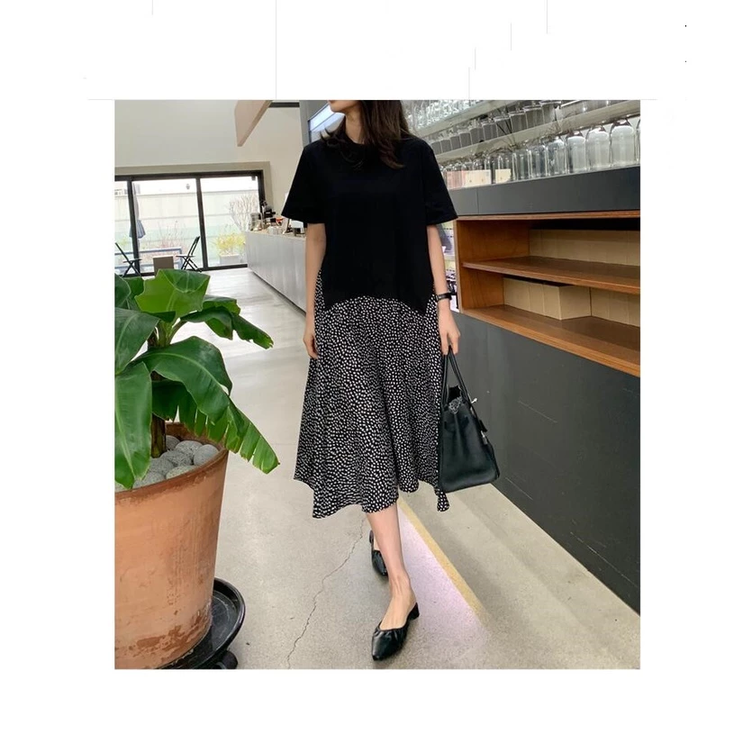 Oladivi Plus ขนาดผู้หญิงเสื้อผ้าแฟชั่นพิมพ์ Patchwork Midi ชุดฤดูร้อนใหม่สบายๆหลวมชุดขนาดใหญ่ Vintage สุภาพสตรีเสื้อผ้าขนาดใหญ่ 853 XL XXL 3XL 4XL 5XL F046 thumbnail 8