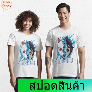 เสื้อยืดแขนสั้น DEMON SLAYER SEASON 2: TANJIROU HALF FACE HALF MASK Essential T-Shirt Mens Womens T-shirts