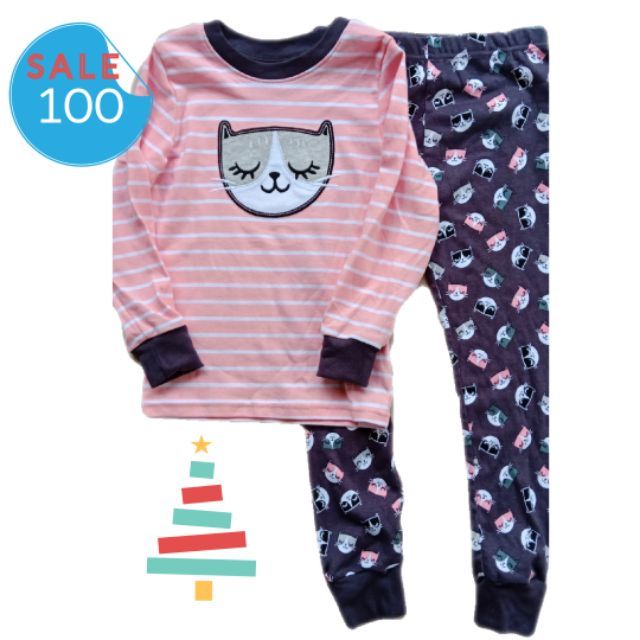 เสื้อผ้าเด็ก ชุดนอน Kirkland Signature Girls/ 2-Piece Organic Cotton Set / Cat