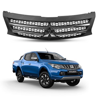 กระจังหน้า v.1 โลโก้โครเมี่ยม สีดำ, โครเมี่ยม 1 ชิ้น สำหรับ มิตซูบิชิ Mitsubishi L200 ไทรทัน Triton ปี 2016 - 2017