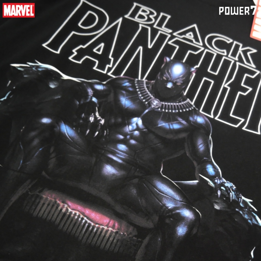 Power 7 Shop เสื้อยืดการ์ตูน มาร์เวล Black Panther ลิขสิทธ์แท้ MARVEL COMICS  T-SHIRTS (MVX-160) - รูปที่ 2