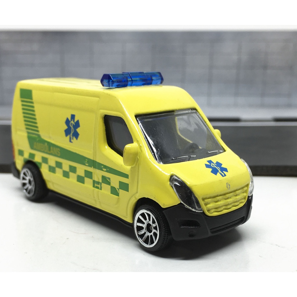 Majorette Renault Master - Ambulans - Sweden Ambulance - Yellow Color /Wheels 5U /scale 1/66 (3 inch