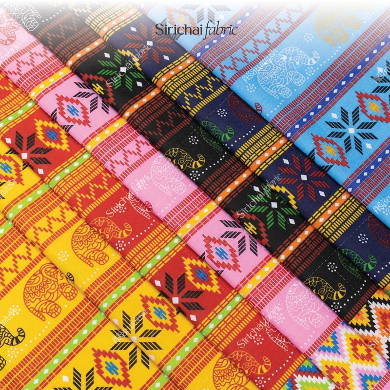 ผ้าคอตต้อนทีซี Cotton TC ลายริ้วช้างไทย หน้ากว้าง 45 นิ้ว ผ้าเมตร ผ้าหลา