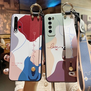 เคสโทรศัพท์มือถือ พร้อมสายคล้องข้อมือ สีพื้น สําหรับ Samsung Galaxy note 8 9 10 plus lite note20 ultra s8 s9 s10 s20 plus s21 s22 s23 ultra s20fe s21fe