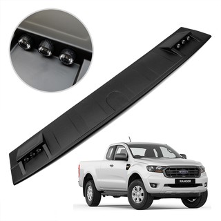 แก๊บหน้า มีไฟ LED หลังคา รุ่นไม่มีราวหลังคา ไม่มีเสาอากาศ สีดำด้าน สำหรับ Ford Ranger XLT Wildtrak 4x2 4x4 ปี 2018-2019