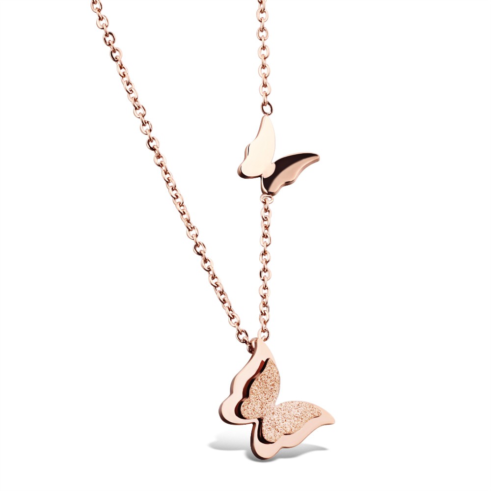 OLEVS สร้อยคองสเตนเลส ประดับจี้รูปผีเสื้อ สำหรับผู้หญิง