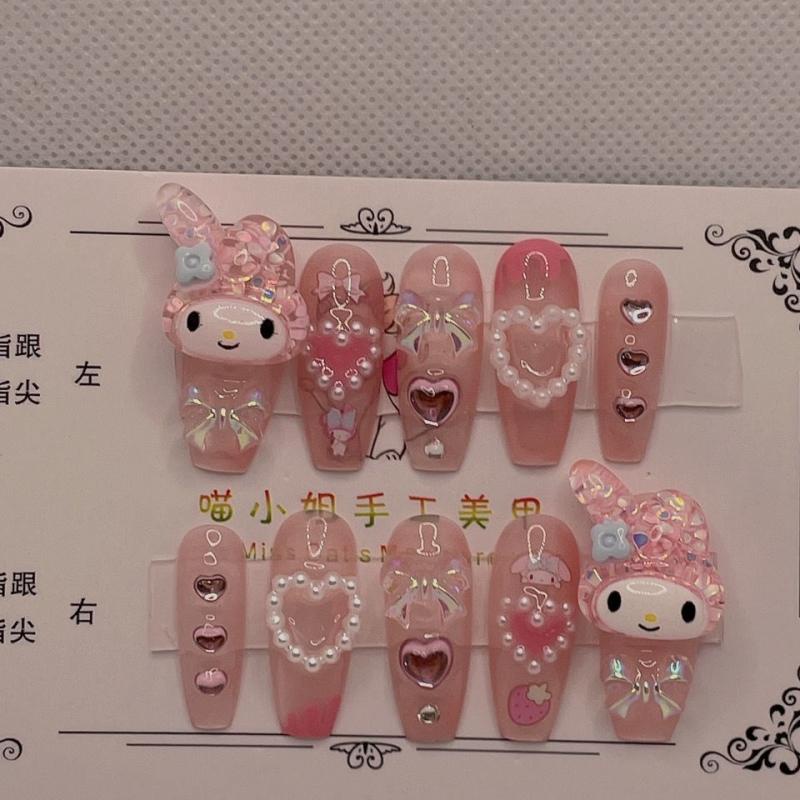 เล็บปลอม ลายการ์ตูน Sanrioed My Melody Hello Kitty สามมิติ แฮนด์เมด Diy ของเล่นสําหรับเด็กผู้หญิง