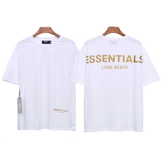 เสื้อยืดคอกลม แขนสั้น พิมพ์ลายตัวอักษร ESSENTIALS สีทอง สไตล์สตรีทS-5XL