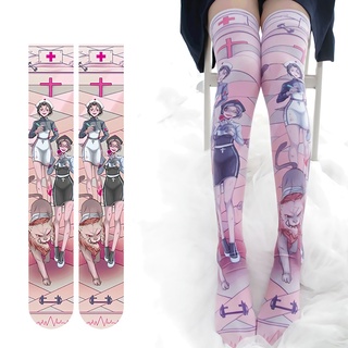 Cute Cartoon Print Lolita Pantyhose Japanese Lolita Print Bottoming Socks Loli Girl Stockings Kawaii Socks Knee High Socks