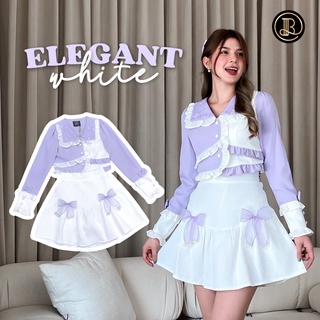 RR47 💟 𝗘𝗹𝗲𝗴𝗮𝗻𝘁 𝗪𝗵𝗶𝘁𝗲 🍇: BLT BRAND :  💜 เซ็ตกระโปรงม่วง