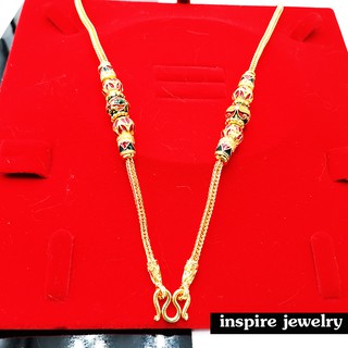 Inspire Jewelry ,สร้อยคอทองลายสี่เสา 1 บาทต่อลาย ยาว 24 นิ้ว สวมคอได้ ตามแบบมีให้เลือกแบบลงยา และแบบไม่ลงยา