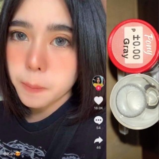 Pony Gray (1)(2) Pitchy Lollipop ฝาแดง Pola บิ๊กอาย สีเทา โทนหวาน Contact Lens Bigeyes คอนแทคเลนส์ แฟชั่น ค่าสายตา