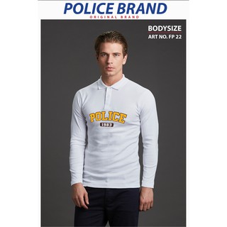 Police Bodysize  เสื้อโปโลแขนยาว ทรง Slim fit พอดีตัว สีขาว,ดำ,เทา,กรม ใส่ได้ทั้งผุ้ชาย/ผู้หญิง(FP22,BP23,XP20)