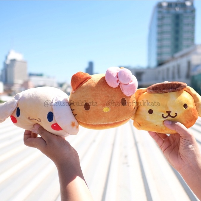 กระเป๋าใส่เหรียญ รูปขนมปัง หน้า Kitty คิตตี้ & Cinnamonroll ชินนาม่อนโรล & Pompompurin ปอมปอมปูริน ตัวนุ่ม 5นิ้ว Sanrio