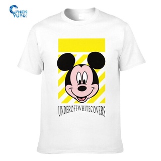 Under Off White Covers Mickey Streetwear Rock เสื้อยืดแขนสั้น สีขาว แฟชั่นสําหรับผู้ชาย 2022S-5XL