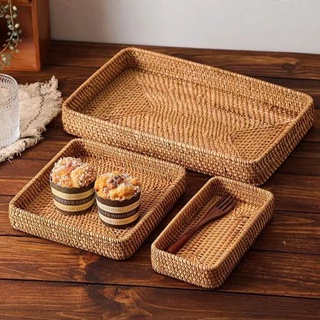 ถาดหวาย ถาดขนมปังผลไม้ ถาดเก็บของ สไตล์เวียดนาม หวาย องค์กร …