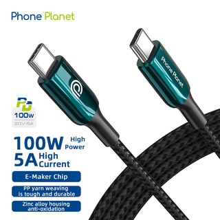 Phone Planet สายชาร์จเร็ว PD 100W USB C to Type C สายชาร์จ 5A Fast Charging Cable Charger for iphone 13 Promax Macbook