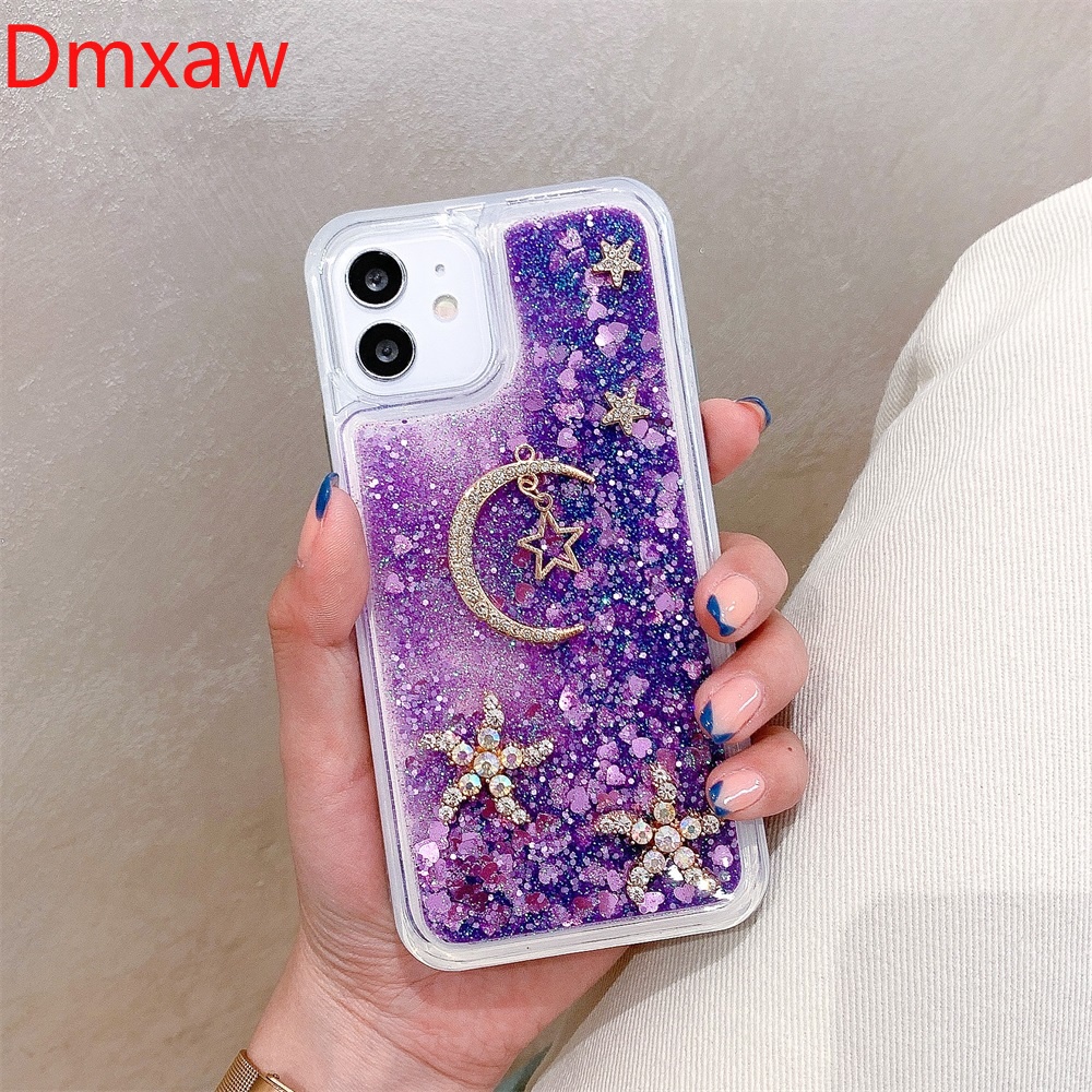 เคสโทรศัพท์มือถือแบบนิ่ม ใส มีทรายไหล แต่งกลิตเตอร์ เพชร ดาว ดวงจันทร์ สําหรับ iPhone 14 Pro Max 14 Plus 13 12 11 Pro Max 12 13 Mini X XS