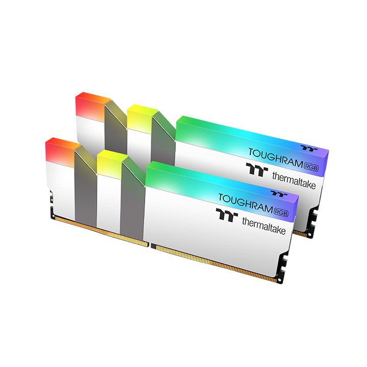 16GB (8GBx2) DDR4/3600 RAM PC (แรมพีซี) THERMALTAKE TOUGHRAM RGB WHITE (R022D408GX2-3600C18A)