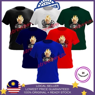 เสื้อยืดแขนสั้น ผ้าฝ้าย 100% พิมพ์ลาย Dragon Ball Vegeta Lelaki Baju Lelaki Baju Perempuan