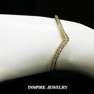 INSPIRE JEWELRY กำไลเพชรเรียงเม็ดครึ่งวง ทรงฟรีฟอร์มดีไซด์