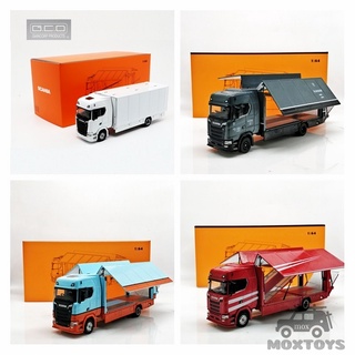 โมเดลรถบรรทุก Gcd 1:64 Scania S730 Double Deck Gull Wing Tow Truck BlackBird Grey Red LHD Gulf Blue RHD White LHD Diecast